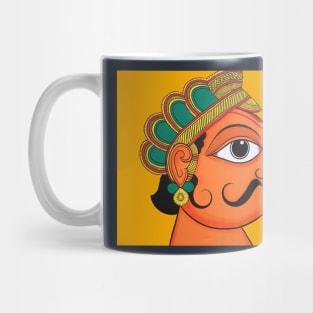 Indian folk art face of man, male face, mustache face, king face, indian art Mug